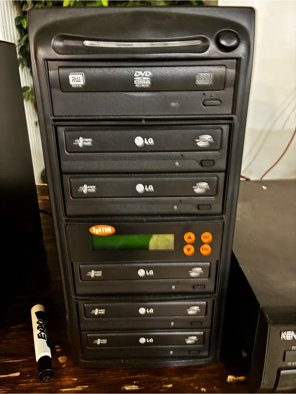 LG Black Multi-Bay DVD/CD Tower Duplicator with Front LCD